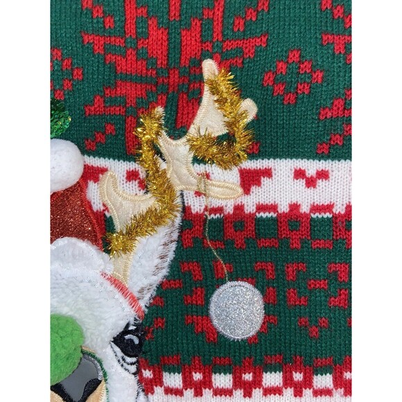 33 Degrees Sweater Women's XL Christmas Green White Llama - Picture 7 of 13